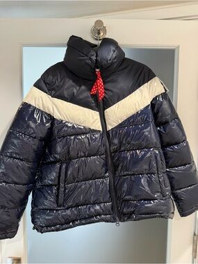 Invicta Jessica Faux Down High Collar Puffer Women's Jacket Navy XL NWT